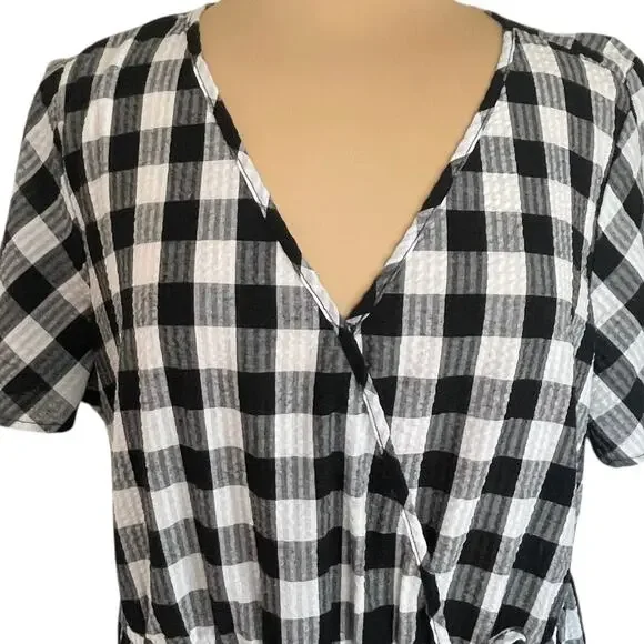 Croft & Barrow Gingham Seersucker Tiered Midi Dress Womens 1X Cottage Coastal - Picture 5 of 12